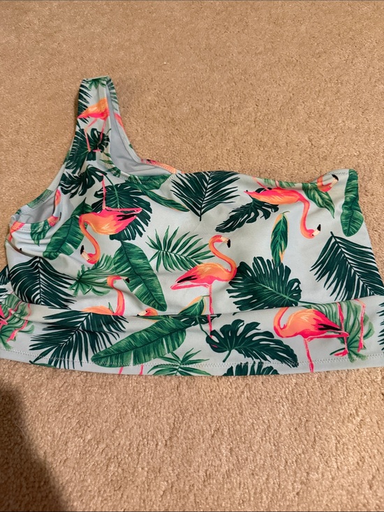 Old Navy Other - Old Navy Tropical Flamingo Print Bikini Top - Green & Pink